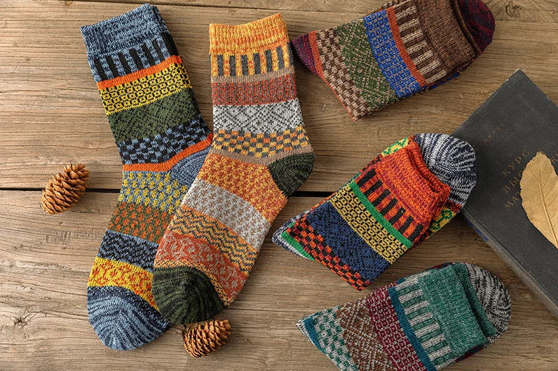 Vintage Thick Warm Socks Colorful Gift