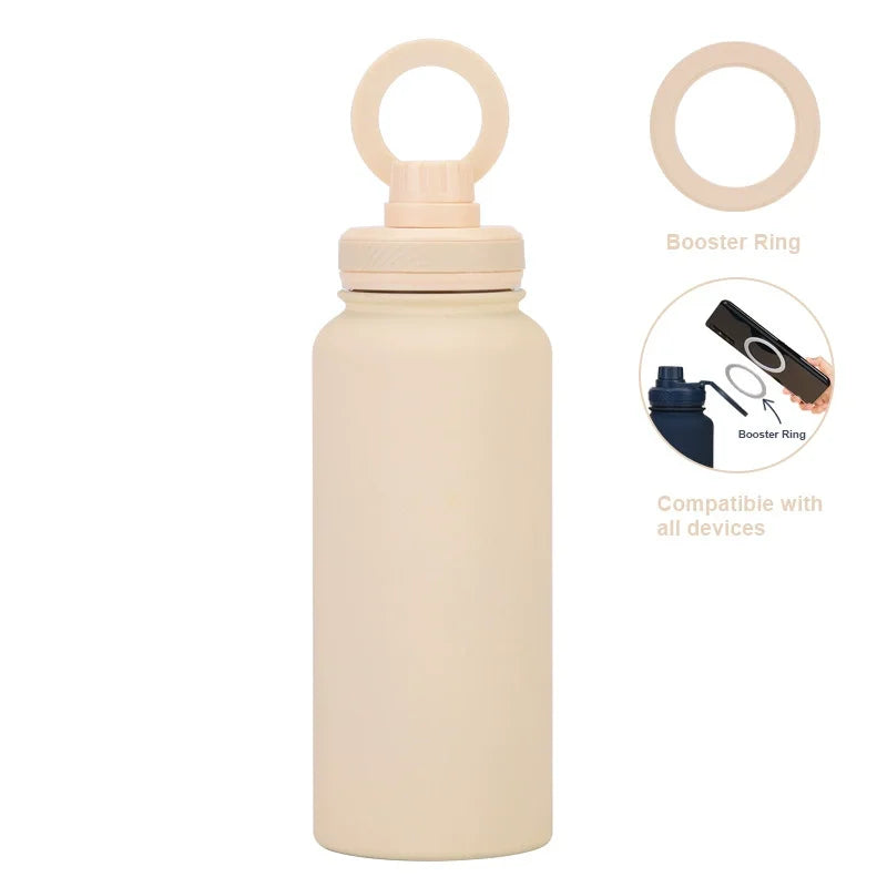 Customizable 1L Magnetic Water Bottle with Phone Holder, Personalized Gift