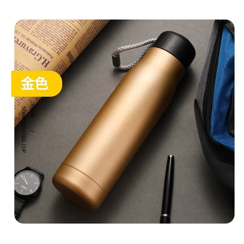 Customizable Stainless Steel Insulated Travel Flask with Carrying Rope