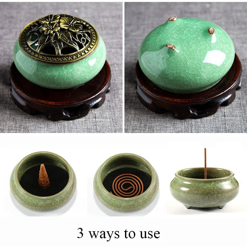 Vintage Ceramic Incense Burner Zen Decor