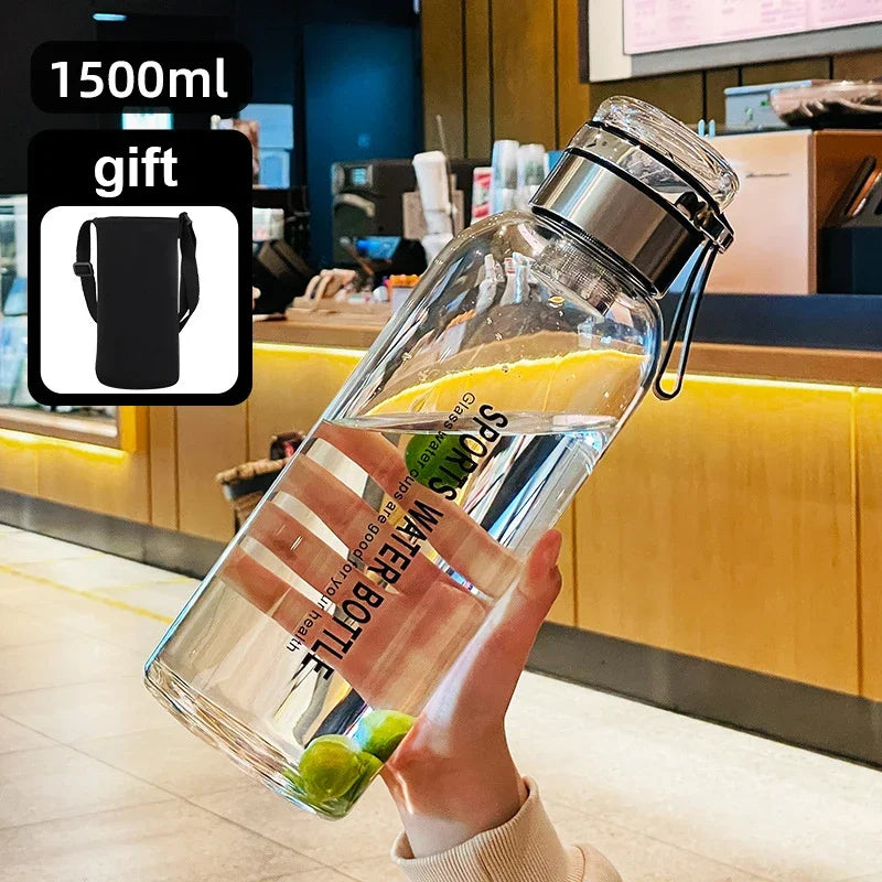 Large-Capacity Glass Water Bottle for Travel and Outdoor Use