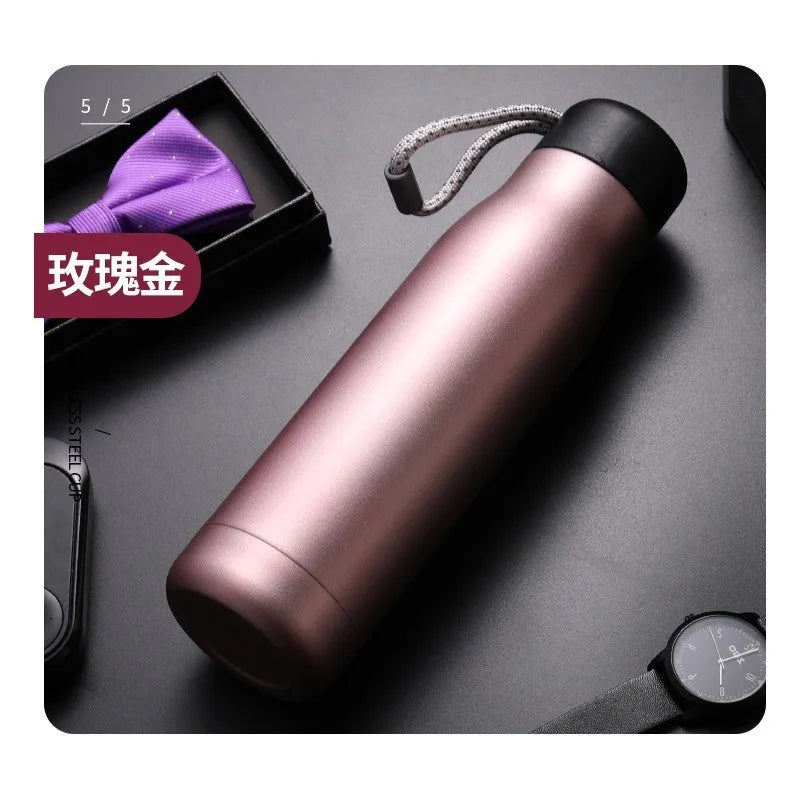 Customizable Stainless Steel Insulated Travel Flask with Carrying Rope