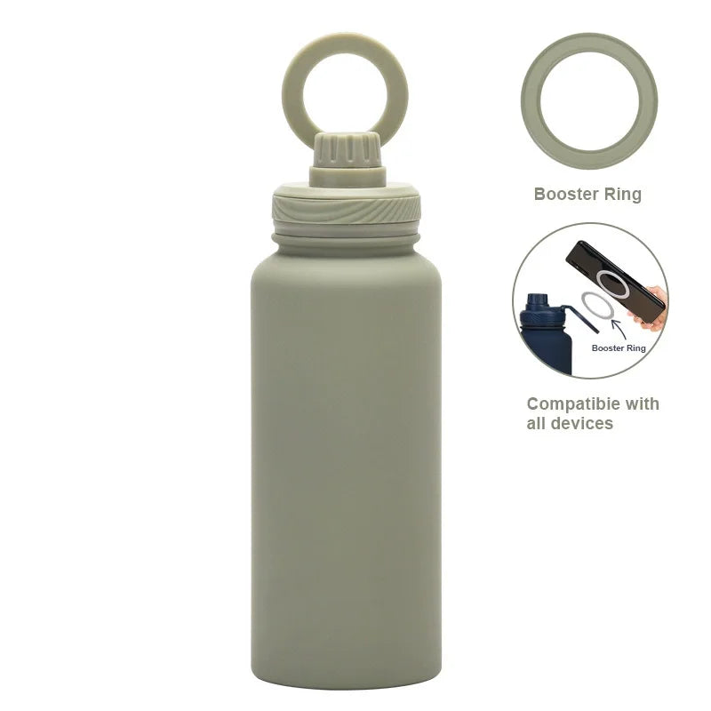 Customizable 1L Magnetic Water Bottle with Phone Holder, Personalized Gift