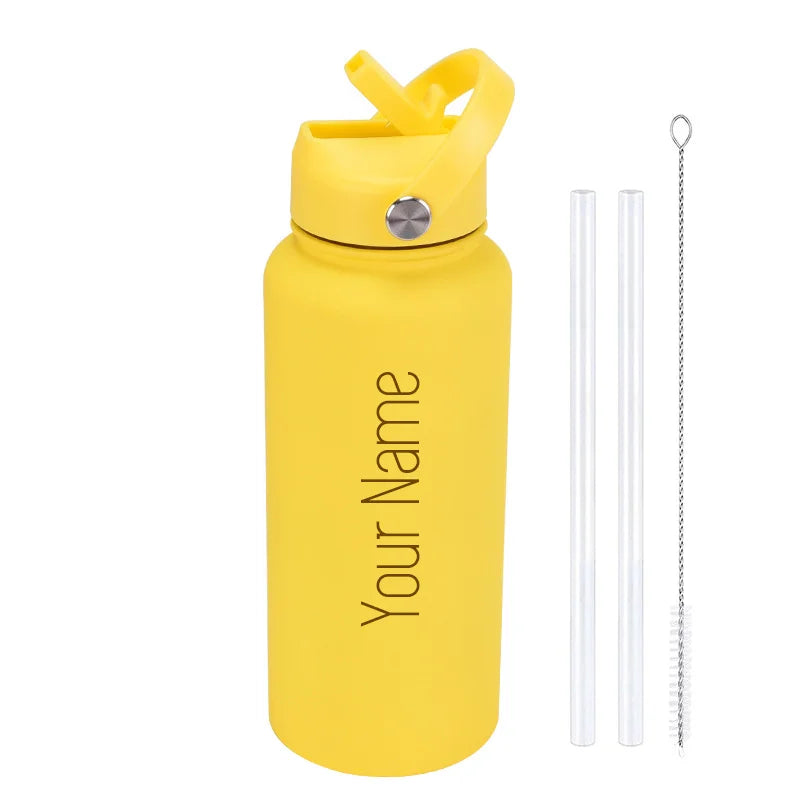 Custom Insulated Water Bottle with Straw