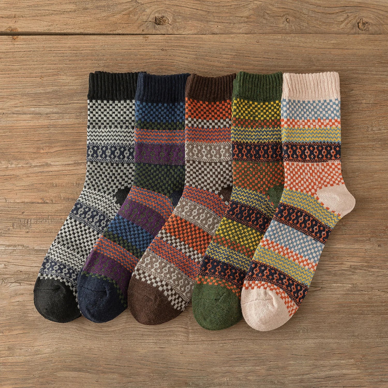 Vintage Thick Warm Socks Colorful Gift