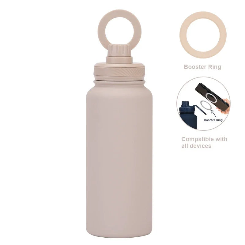 Customizable 1L Magnetic Water Bottle with Phone Holder, Personalized Gift