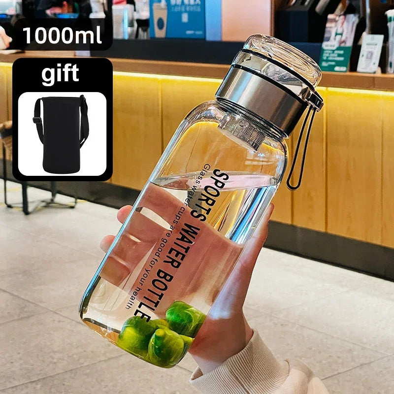 Large-Capacity Glass Water Bottle for Travel and Outdoor Use