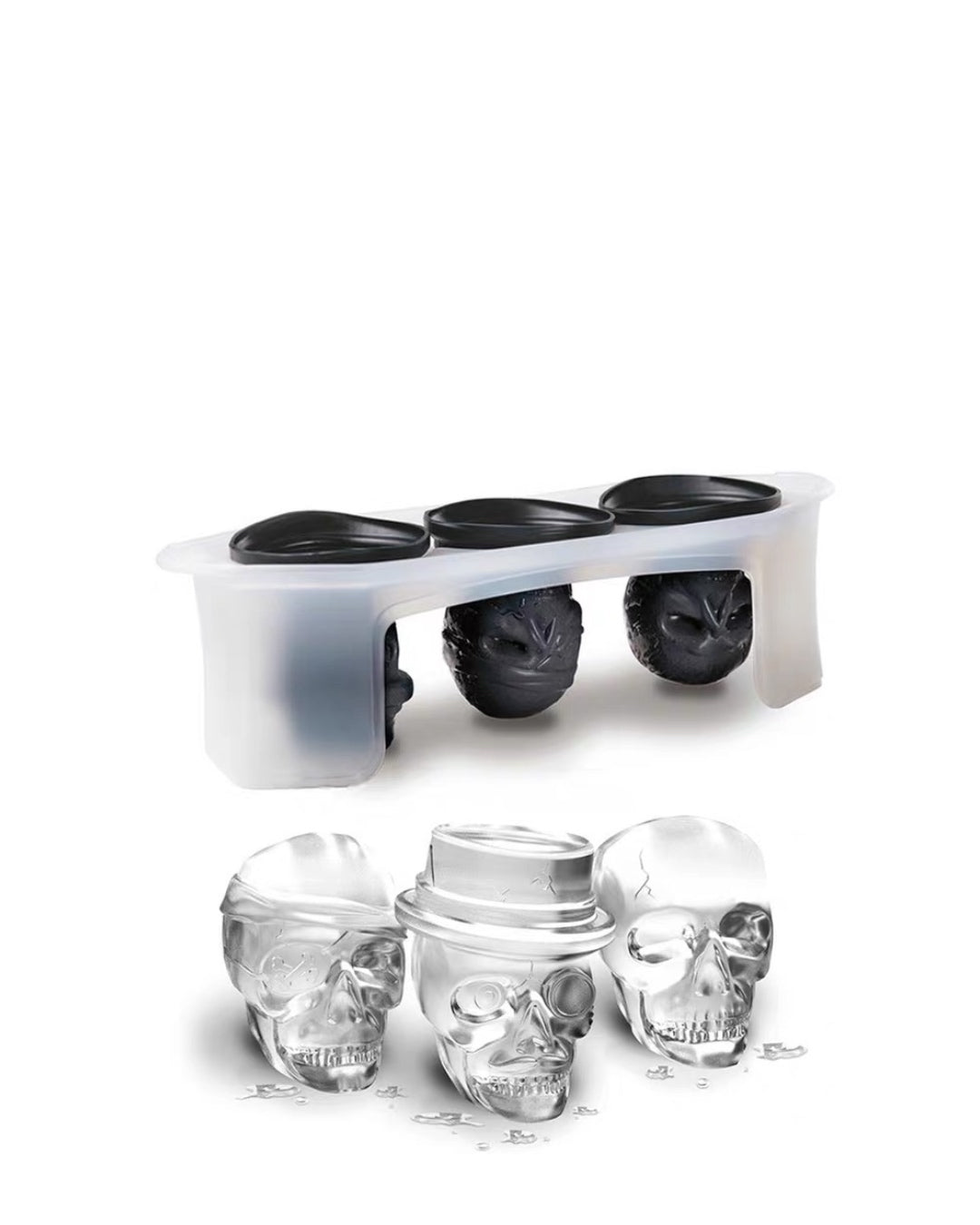 Skull Ice Tray, Halloween Skull Ice Molds Silicone Ice Cube Trays for Whiskey Cocktails