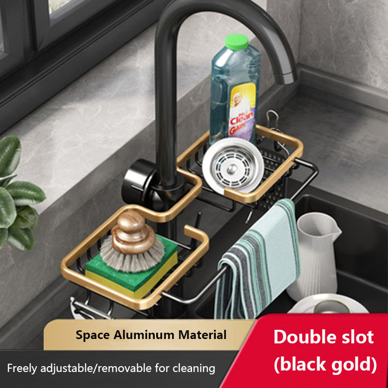 Kitchen Storage Faucet Rack, Drain Basket, Kitchen Sink Sponge Drain Rack, Sink Shelf Stainless Steel, Soap Sponge Rag Storage Holder, Bathroom Rack, Kitchen Organizer