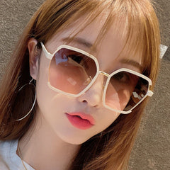 Ins Vintage Half-Frame Sunglasses Summer Oversize Metal Square Eyewear Uv400 Outdoor Sunscreen Women UV Protection Sunglasses