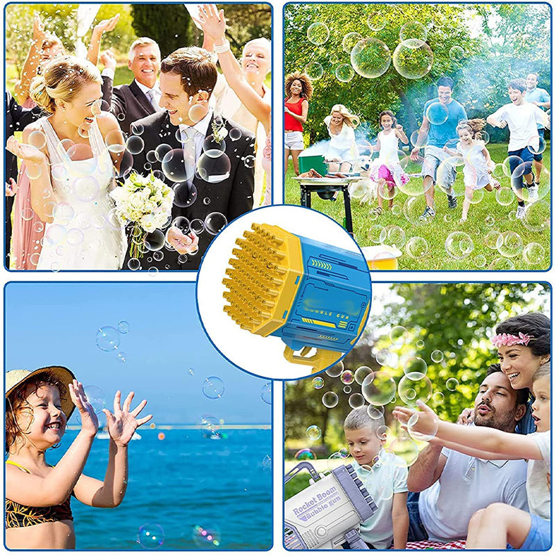 Bubble Gun Toy, 69 Holes Rocket Bubble Gun, Summer Toy, Bubble Gun with Light for Summer, Big Bubble Machine Gun, Toddler Outdoor Toys for Kids Ages 3+, Gifts for 3 5 6 7 Year Old Boys, Girls, Adults