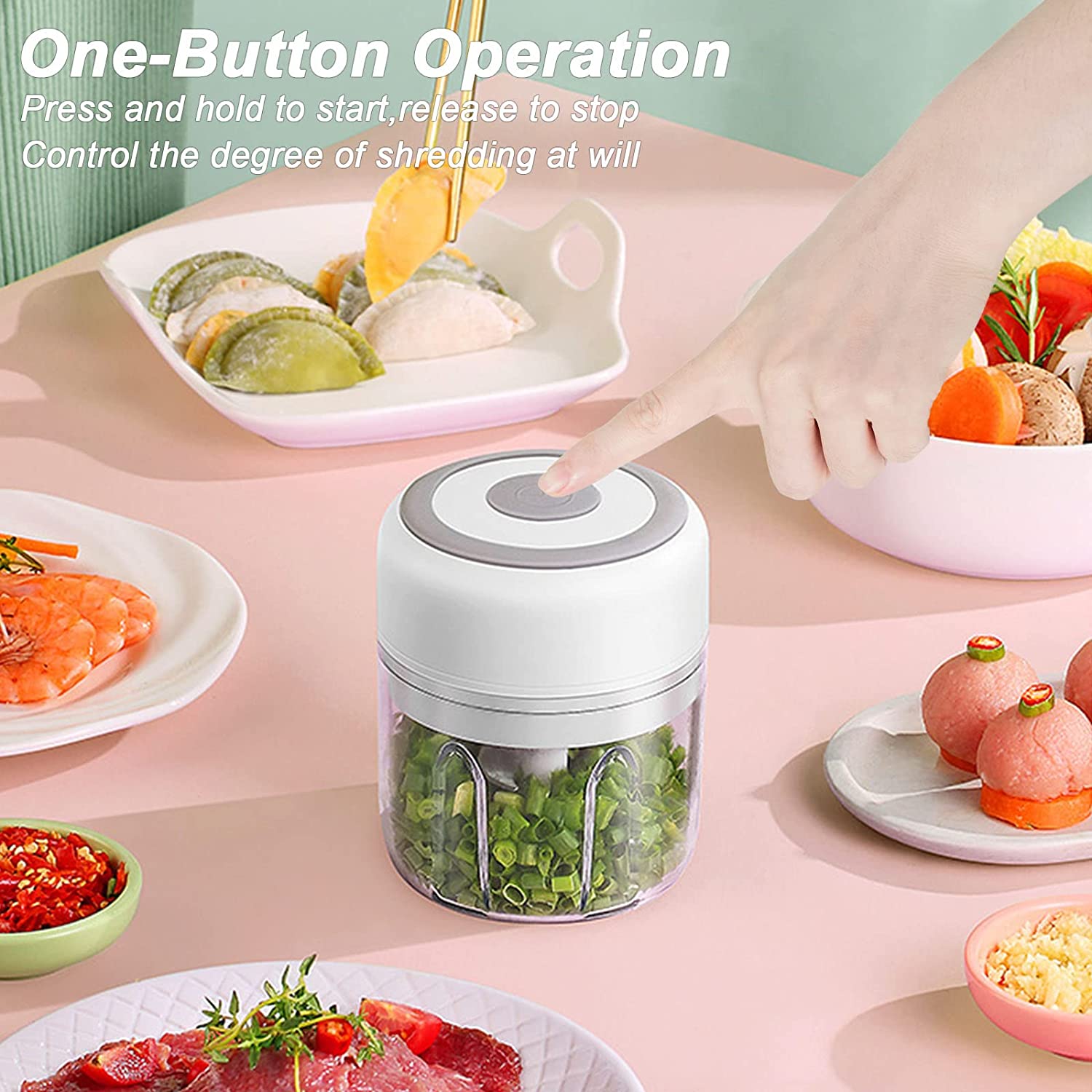 Mini Electric Garlic Chopper-USB Portable Meat Grinder, Vegetable Chopper for Kitchen Gadgets