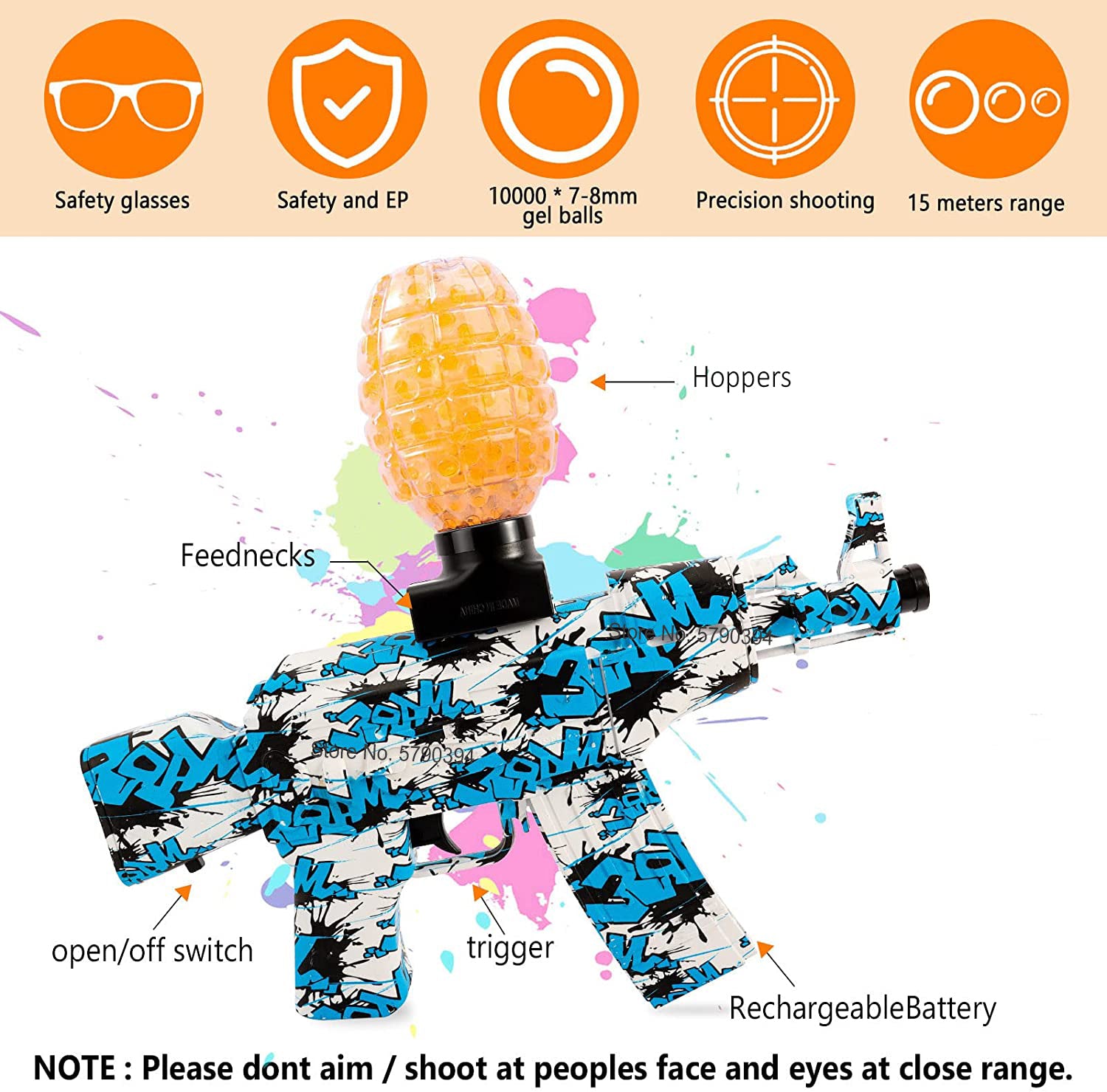 Airsoft Splatter Blaster Gun, Outdoor Indoor Best Gift for Holidays Christmas Birthday, Gel Ball Blaster Splatter Toy, Water Gun Electric Automatic Outdoor Activity