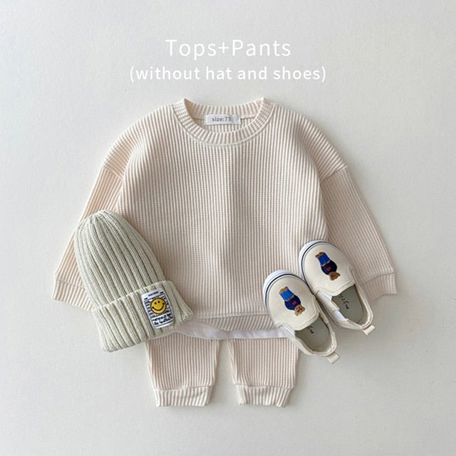 Baby Cotton Knitting Clothing Sets, Baby Loungewear Set And Cotton Outfit Long Sleeve Warm Fall Winter