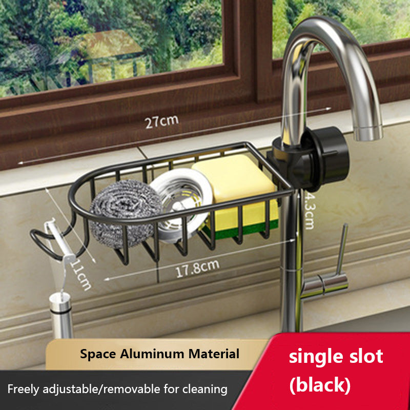 Kitchen Storage Faucet Rack, Drain Basket, Kitchen Sink Sponge Drain Rack, Sink Shelf Stainless Steel, Soap Sponge Rag Storage Holder, Bathroom Rack, Kitchen Organizer