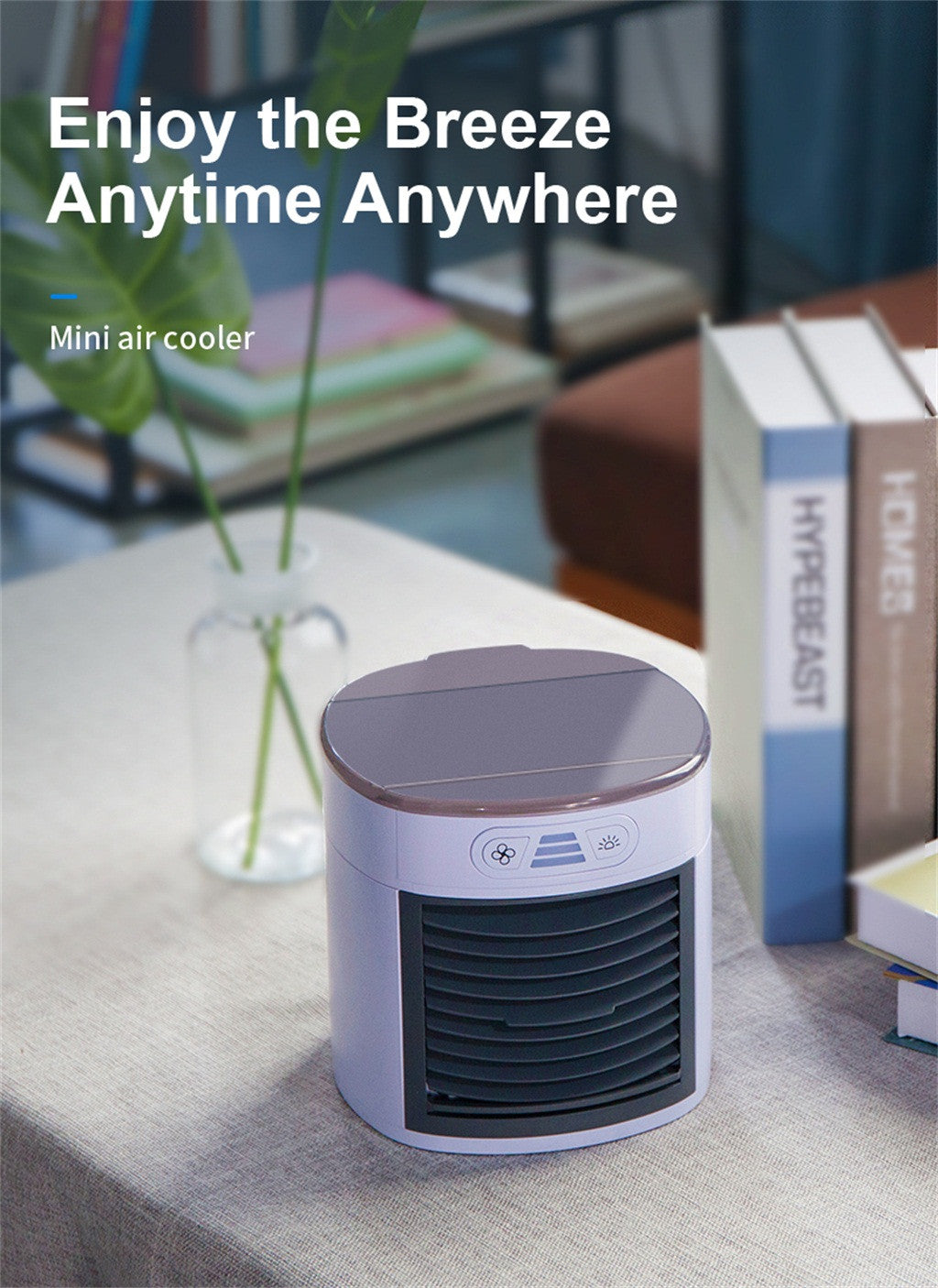 Mini Air Conditioner, Mini Portable Air Conditioner, Multi Speed Fan, Built In Rechargeable Battery - USB, Air Cooling Fan for Home and Office Use