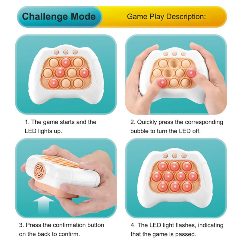 Electronic Poplight Fidget Game, Quick Push Pop Fidget Toy Handheld Gaming Console For Stress, Quick Push Bubble Handheld Game Console, Portable Anti-Stress Toy for Kids Relief, Memory Training and Concentration, Bubble Sensory, Fidget Toys, Bubble Squeez